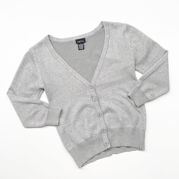 Rue21 silver shimmer button down cardigan - Picture 1 of 4